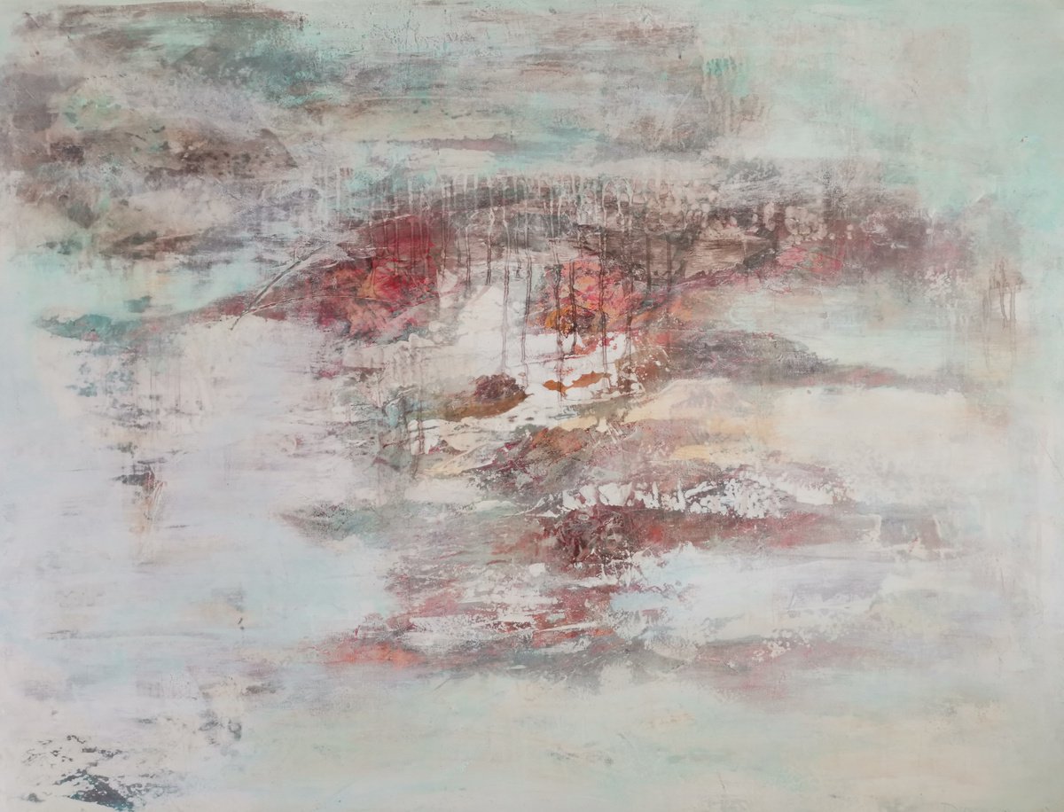 Organic Abstract Acrylic Painting By Doris Duschelbauer, 46 X 35, Harmony Of Balance, Original Artwork