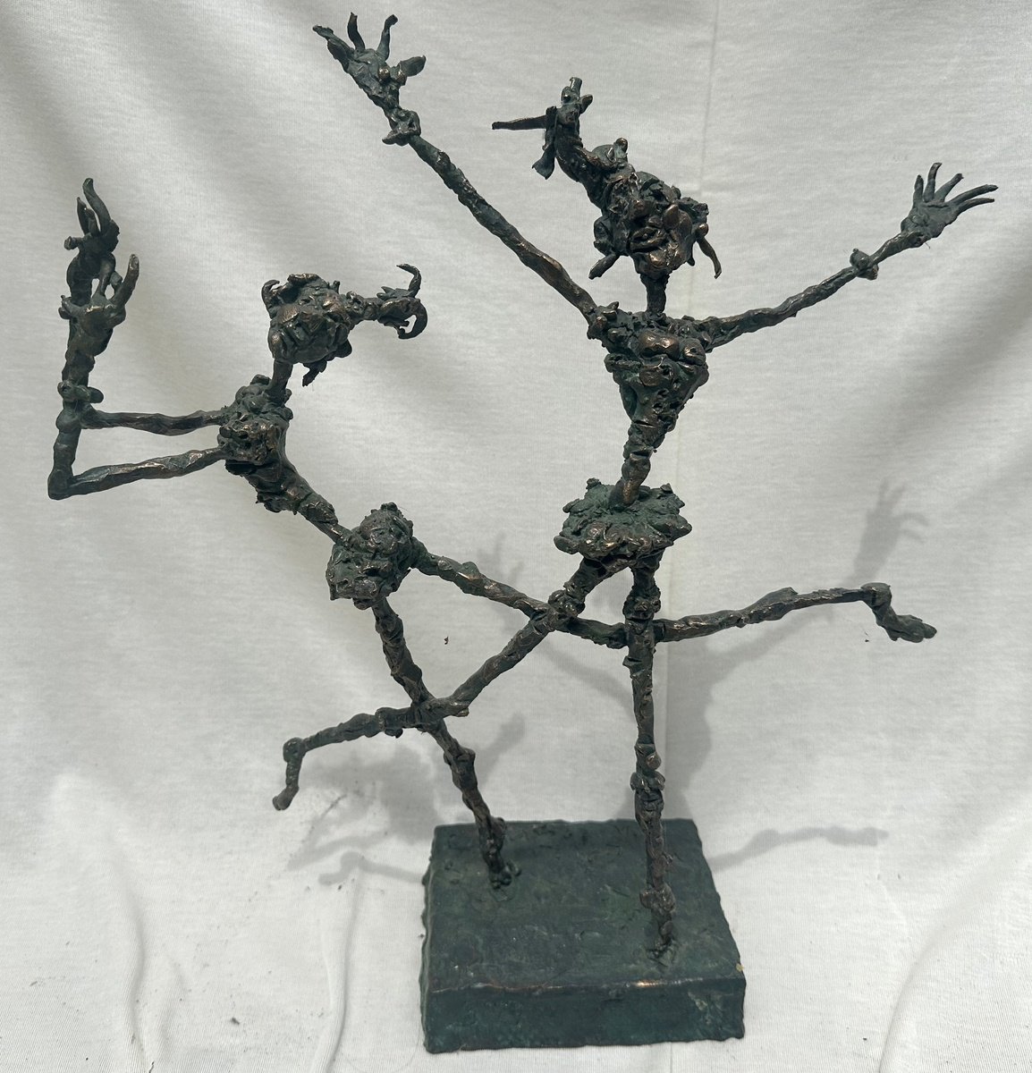 Surrealistic Portrait Bronze Sculpture By Toth Erno, 20 X 20", Ballerinas, Original Artwork