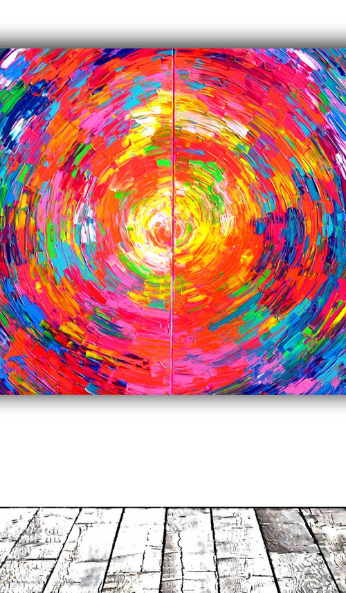 Rounded Gypsy Skirt - Diptych - 200x100 cm - XXXL Large Modern Abstract Big Painting - Ready to Hang, Office, Hotel and Restaurant Wall Decoration by Soos Tiberiu