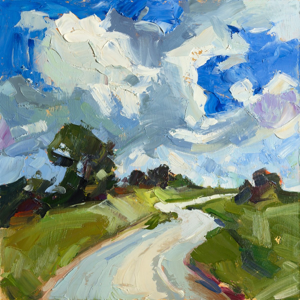 Impressionistic Landscape Oil Painting By Daria Zavadenko, 12 X 12, Winding Silence, Original Artwork