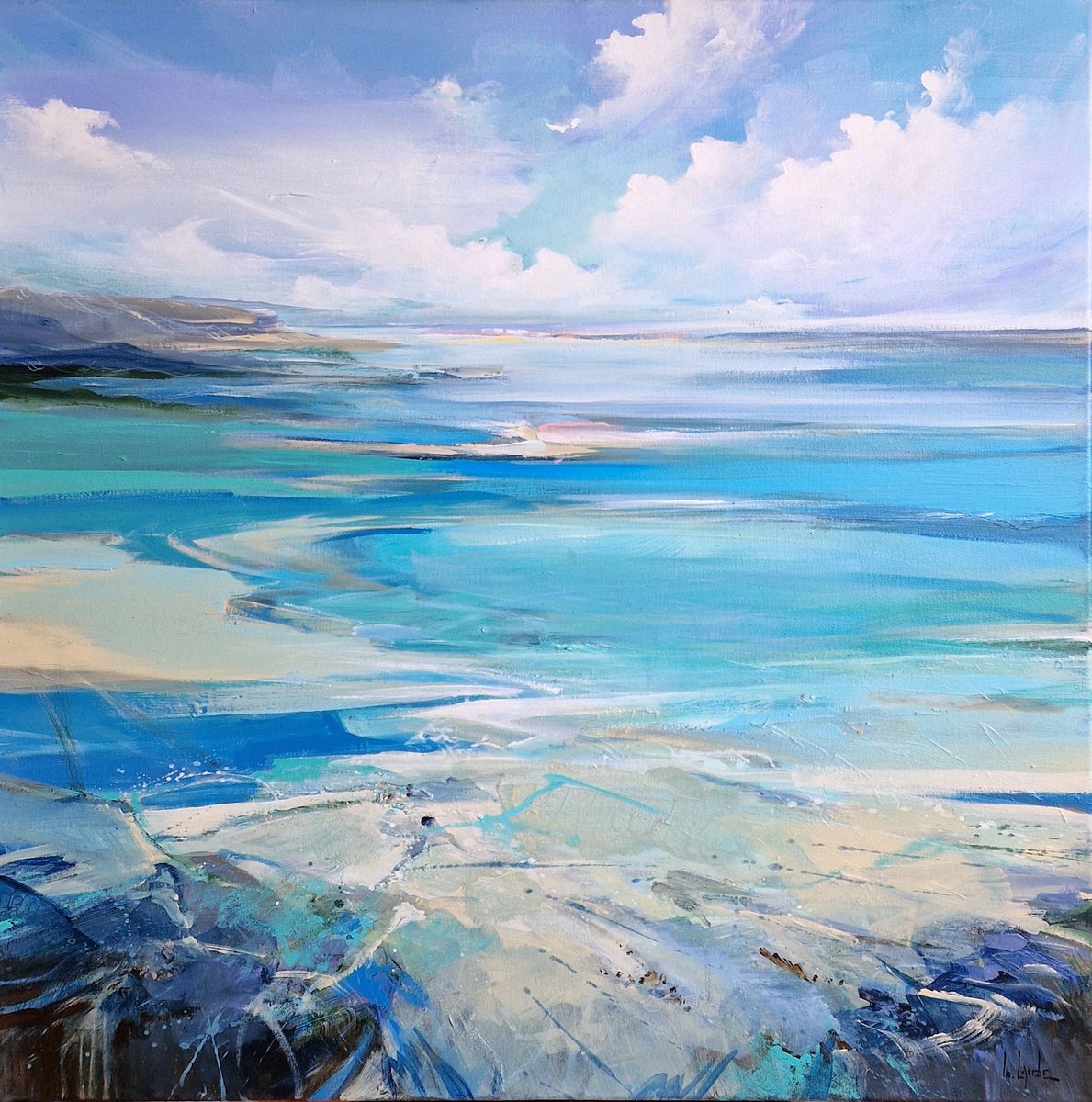 Impressionistic Landscape Acrylic Painting By Irina Laube, 31 X 31, Soft Light I, Original Artwork