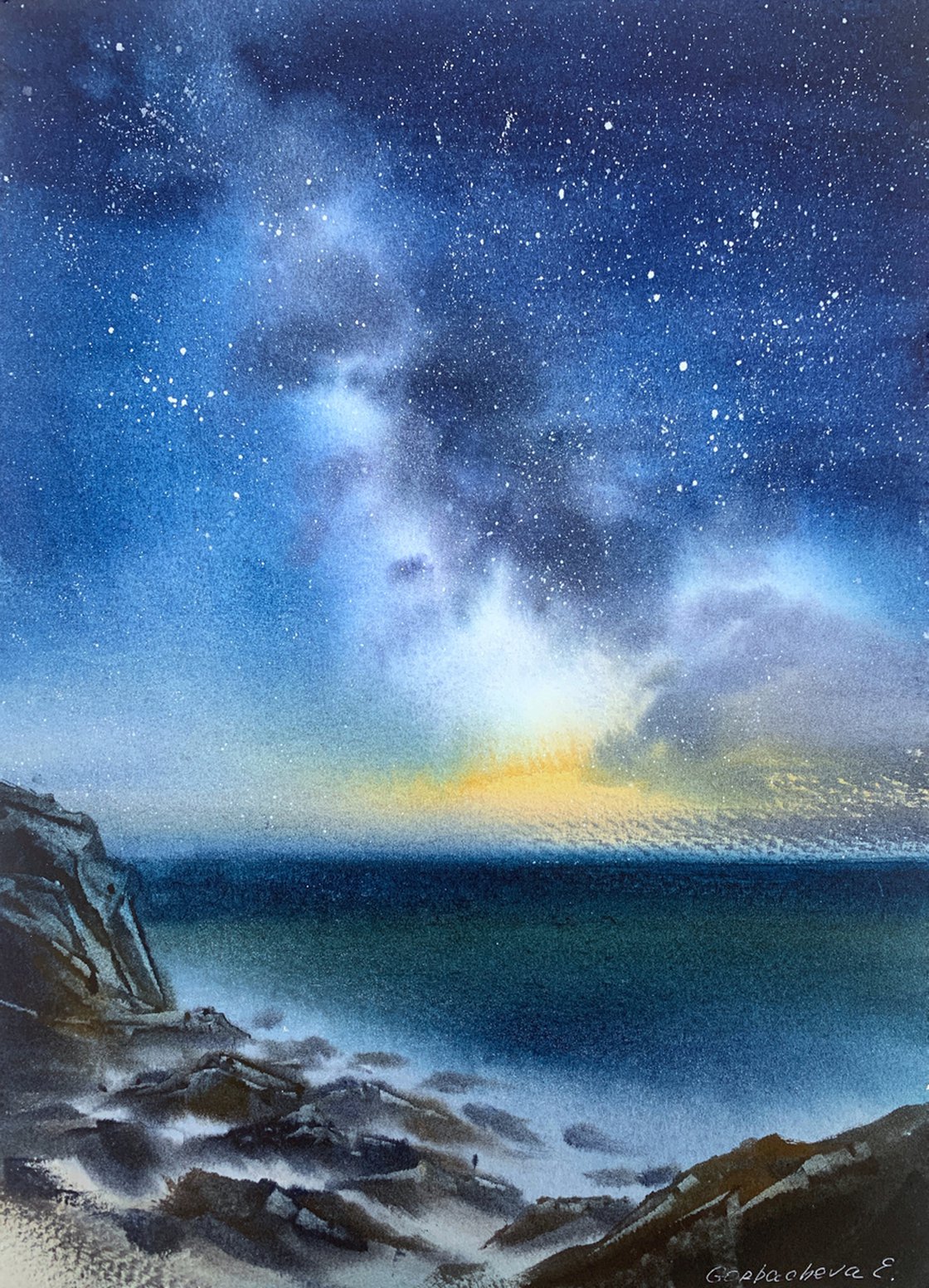 galaxy beach painting