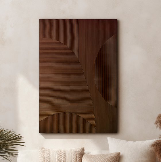 "Brown Field 5" Brown abstract high textured