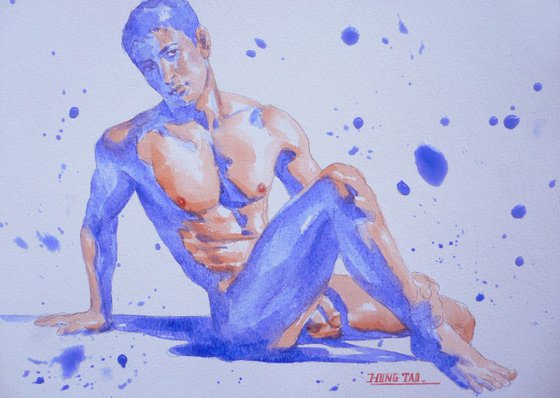 watercolor male nude #1743