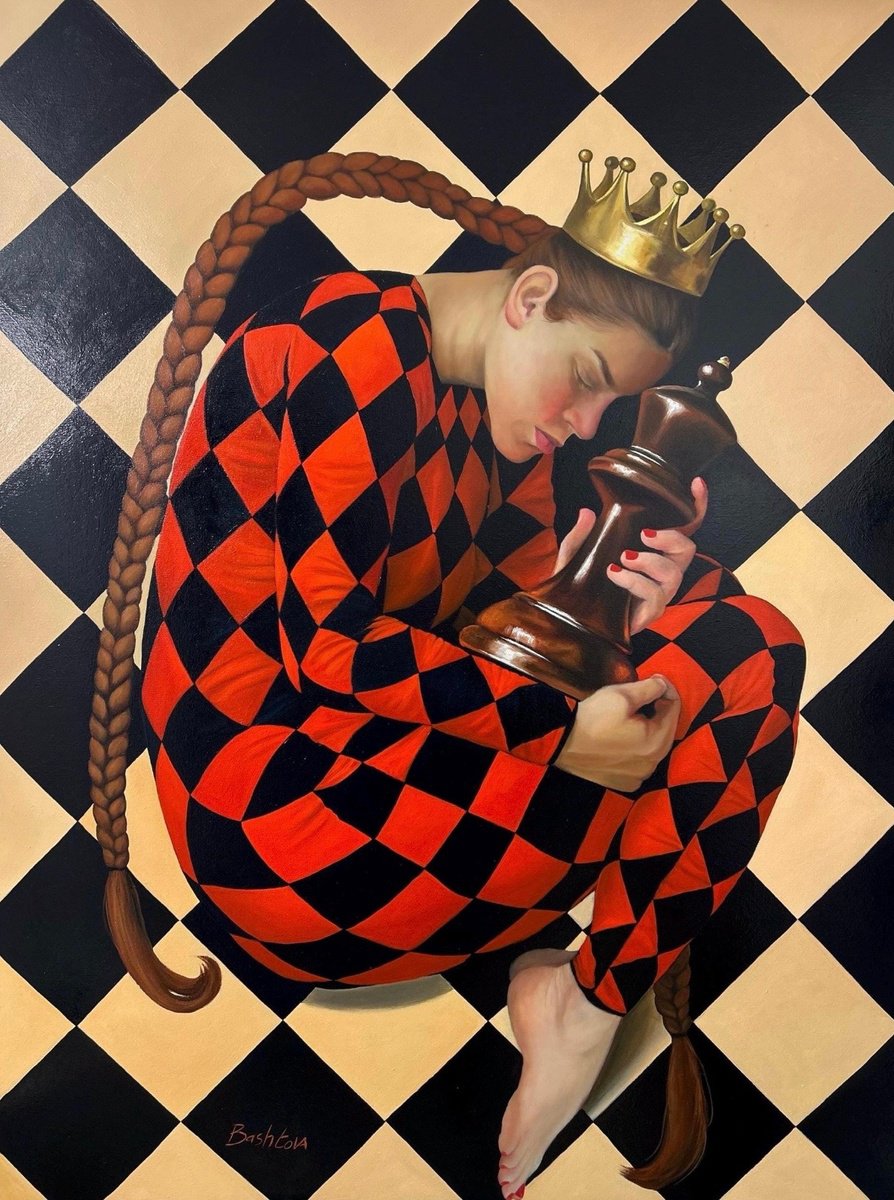 Surrealistic Oil Painting , The Checkmate Oil Painting By Mariia Bashtova, 36 X 48, Artwork For Sale On Artfinder