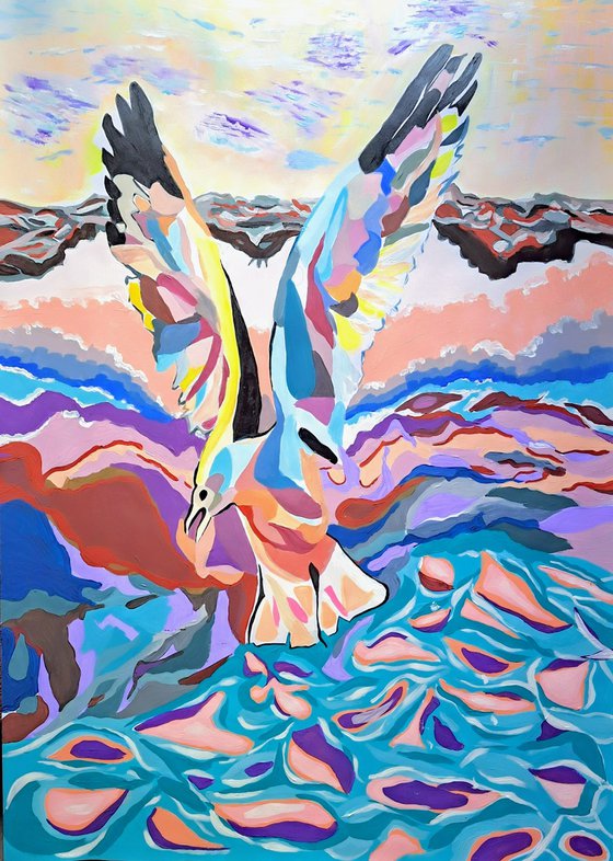 The flight of the seagull XL (2023)  Acrylic painting  by Sanja Jancic