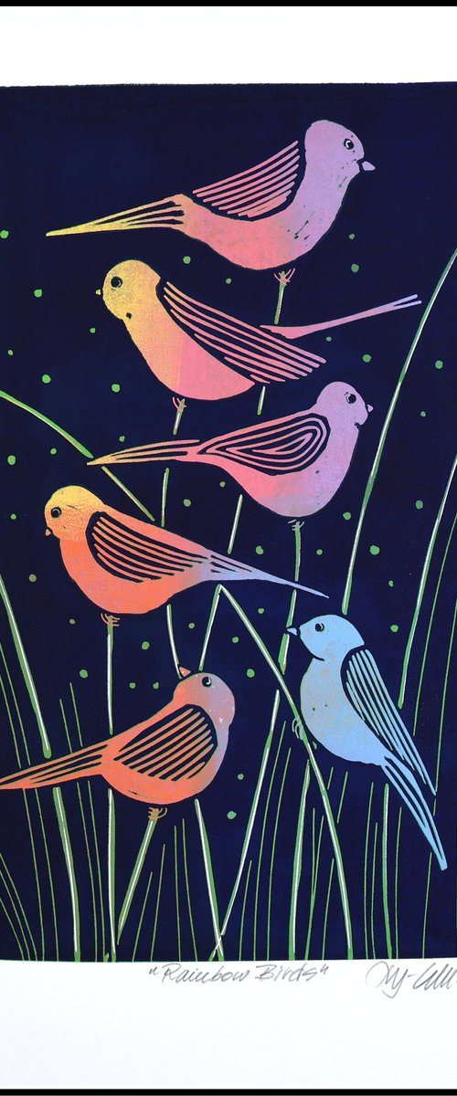 Birds in the grass by Mariann Johansen-Ellis