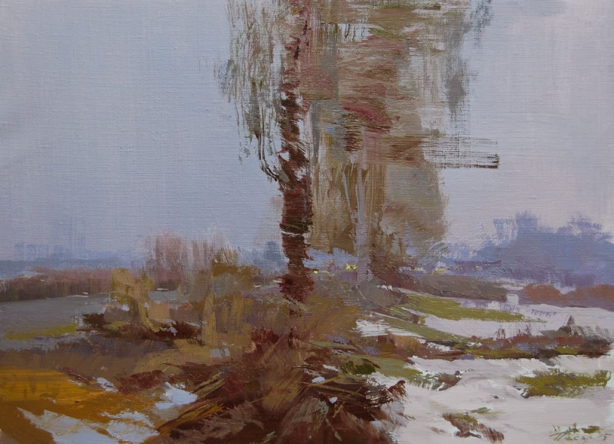 Winter landscape painting Airy Sound by Yuri Pysar