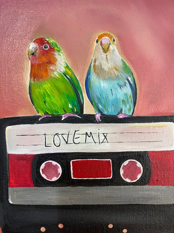 Love mix, love birds oil painting