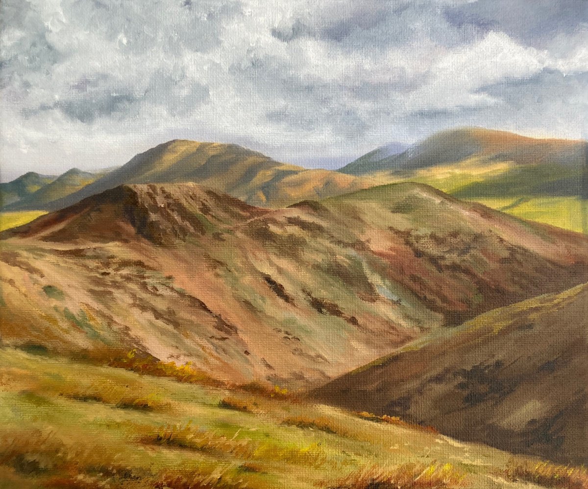 Impressionistic Landscape Oil Painting By Silvie Wright, 12 X 10", On Top Of Long Mynd, Original Artwork