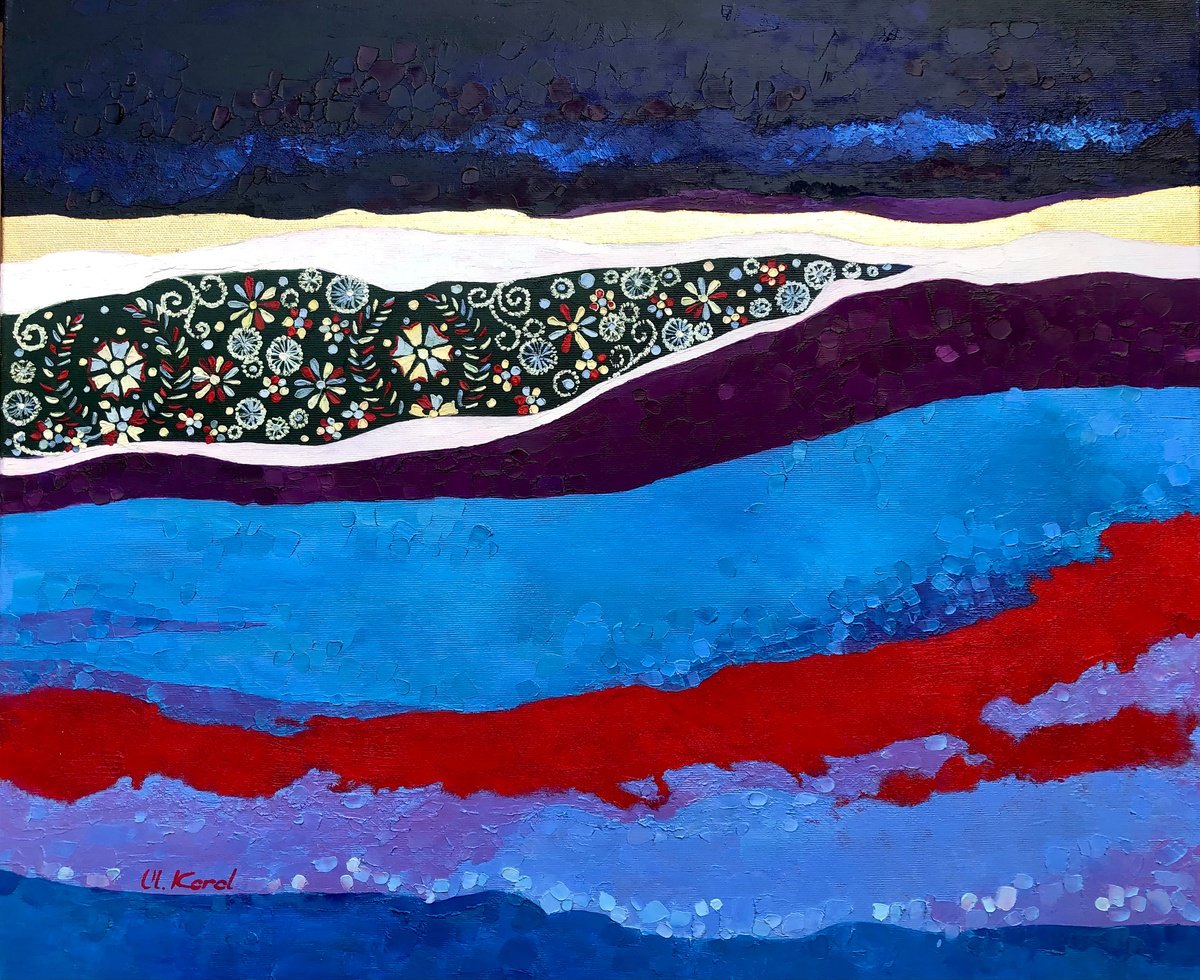 Abstract Oil Painting By Ulyana Korol, 24 X 20", Nightfall 1, Original Artwork