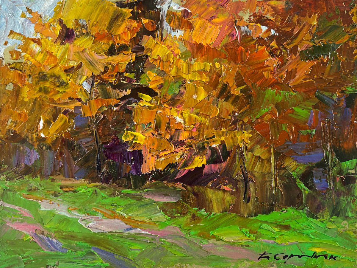 Autumn Sparkles With Gold By Boris Serdyuk, 9 X 7, Artwork For Sale On Artfinder