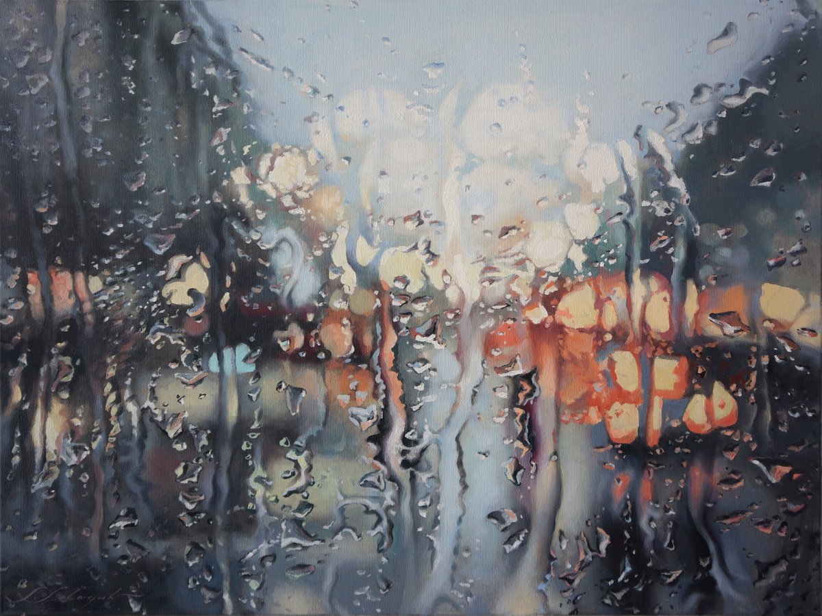 Photorealistic Oil Painting , Rain Composition 4 By Sergej Sologub, 31 X 24, Artwork For Sale On Artfinder