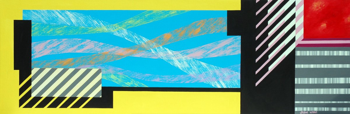 Geometric Abstract Acrylic Painting By Steve White, 47 X 16", Antipain, Original Artwork
