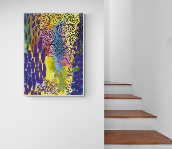 VERY PERI AND YELLOW ABSTRACT - Large Abstract Giclée print on Canvas - Limited Edition of 25 Artwork