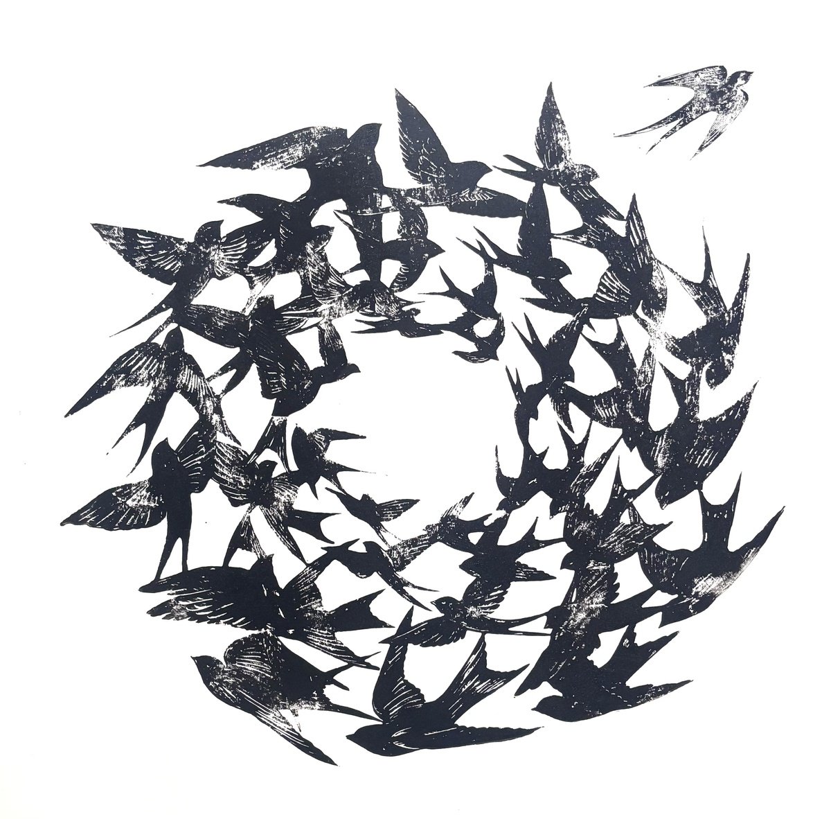 Animal Linocut By Amy Cundall, 25 X 25, Flight Risk - Linocut, Original Artwork