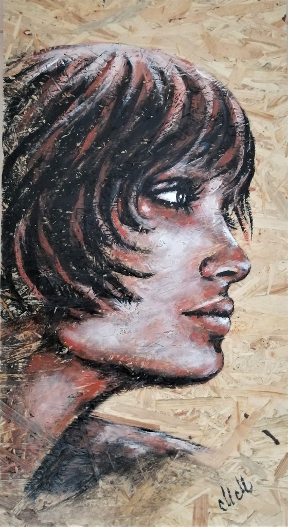 She - acrylic portrait on osb panel