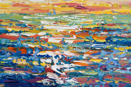 Sunset - Colorful Palette knife Painting on Canvas