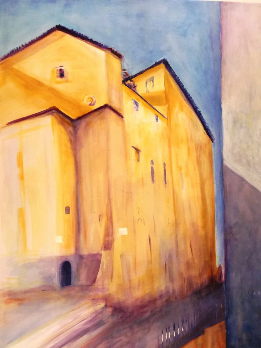 Impressionistic Landscape Painting By Sandra Haney, 31 X 40", Summer Morning In Nice, Original Artwork