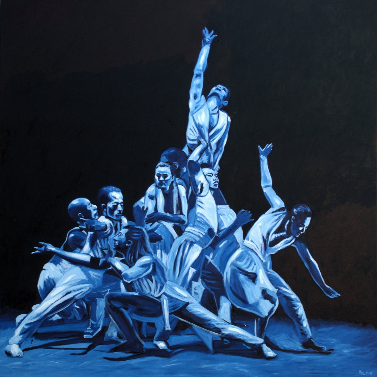 Expressive Portrait Oil Painting By Mathew Halpin, 59 X 59", Return To Dance, Original Artwork