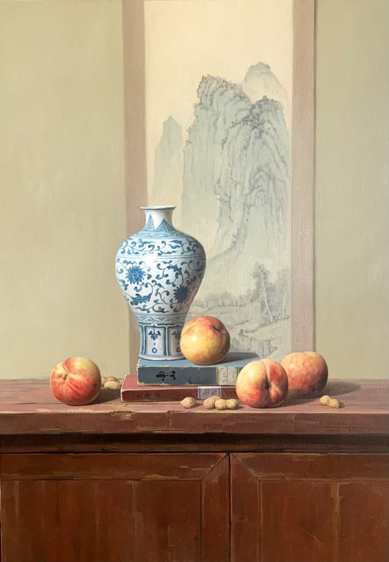 Still life:persimmons on the wooden table