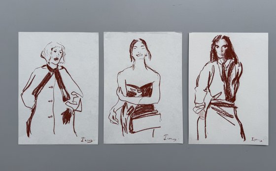 Set of Three Original Sketches