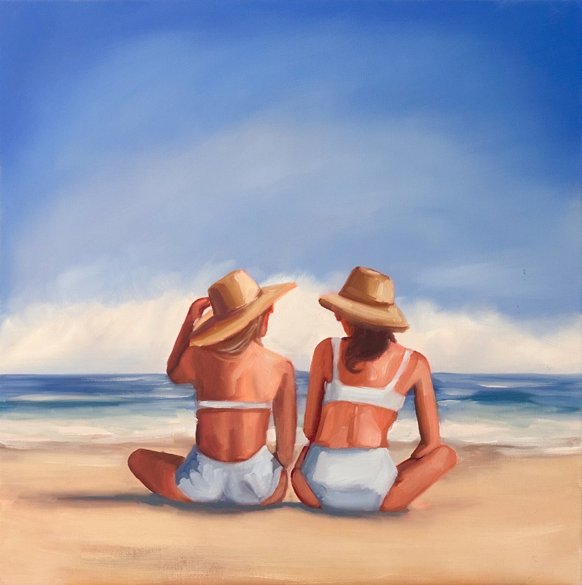 Photorealistic Portrait Oil Painting By Daria Gerasimova, 20 X 20, Bestie, Original Artwork