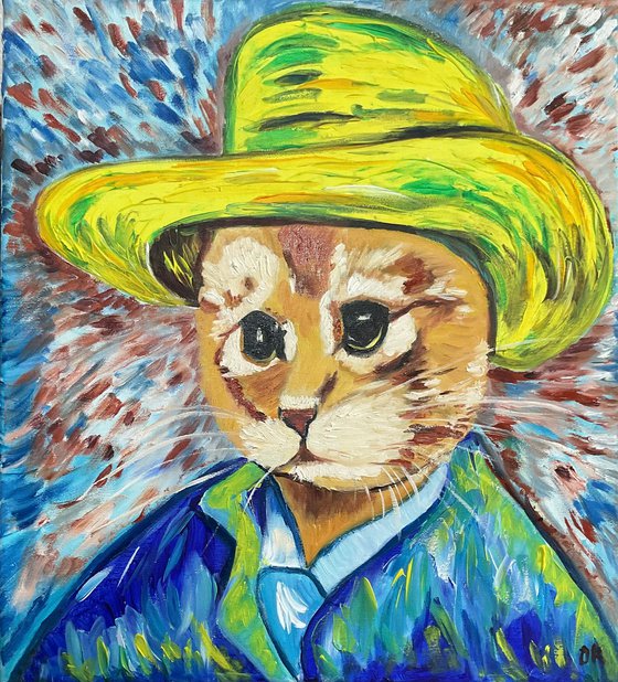 Pensive Cat  La Van Gogh