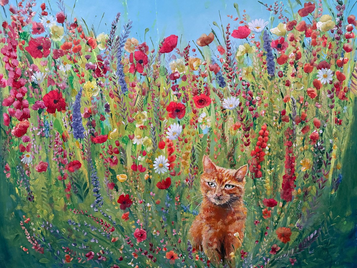 Expressive Animal Acrylic Painting By Emma Sian Pritchard, 38 X 34, Dusty