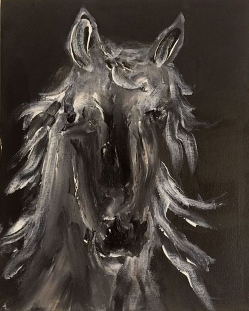 Ghost horse - acrylic painting by Paul Simon Hughes