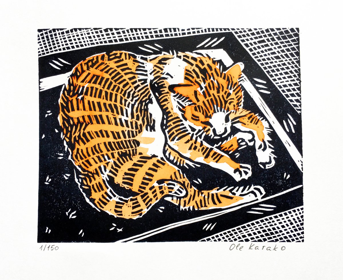 Ginger Cat Sleep 18,5x15cm by Ole Karako