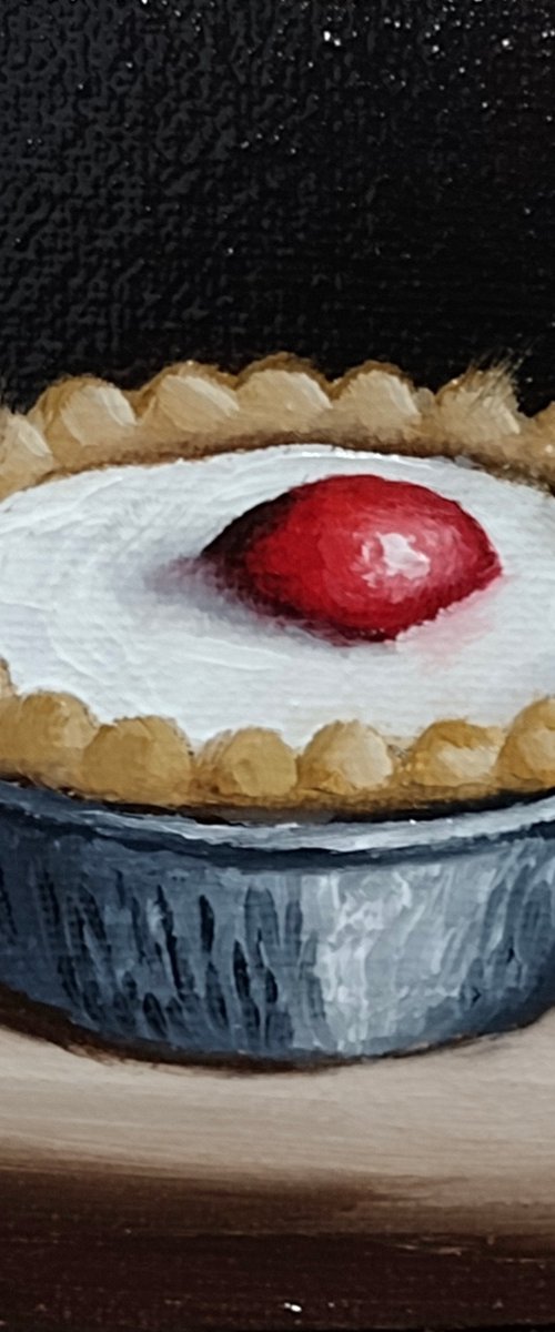 Little Cherry Bakewell tart still life by Jane Palmer Art