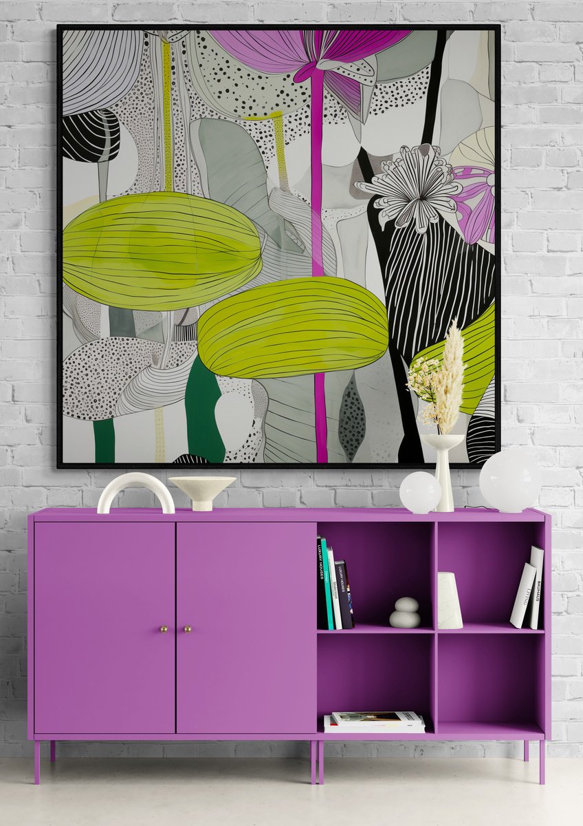 Abstract Acrylic Painting By V+V Kniazievi, 39 X 39", Winter In Malaga #6, Original Artwork