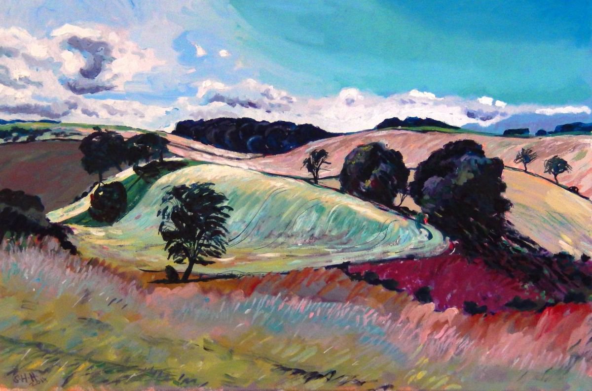 Impressionistic Landscape Painting By Stephen Howard Harrison, 40 X 28", Near The Hill Of Tarvit, Fife, Original Artwork