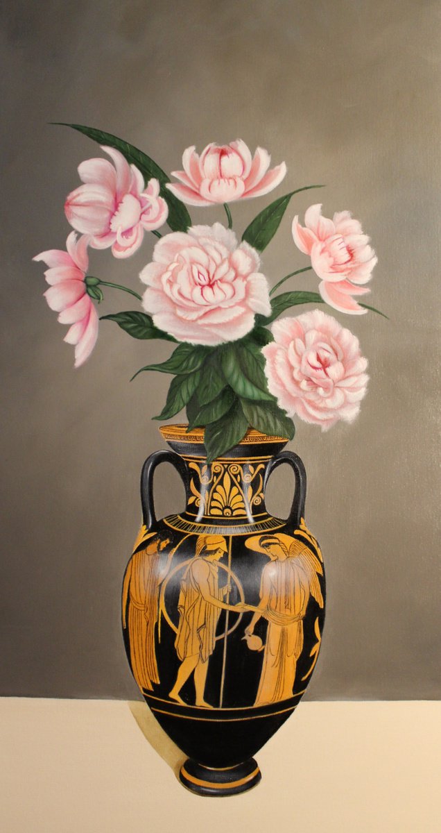 Attic vase with peonies by olga formisano