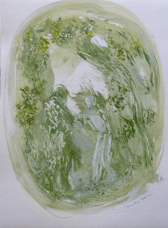 Green Mood 32, acrylic on paper 28x21 cm