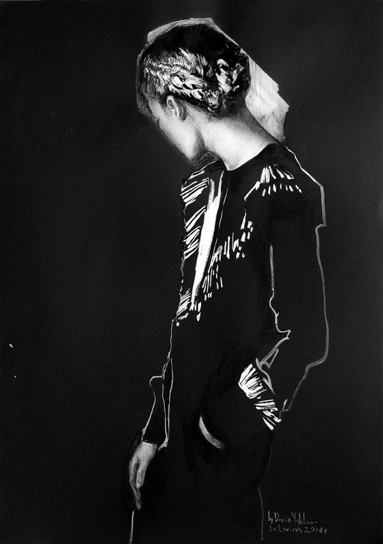 Woman which wearing Braids, figure in black
