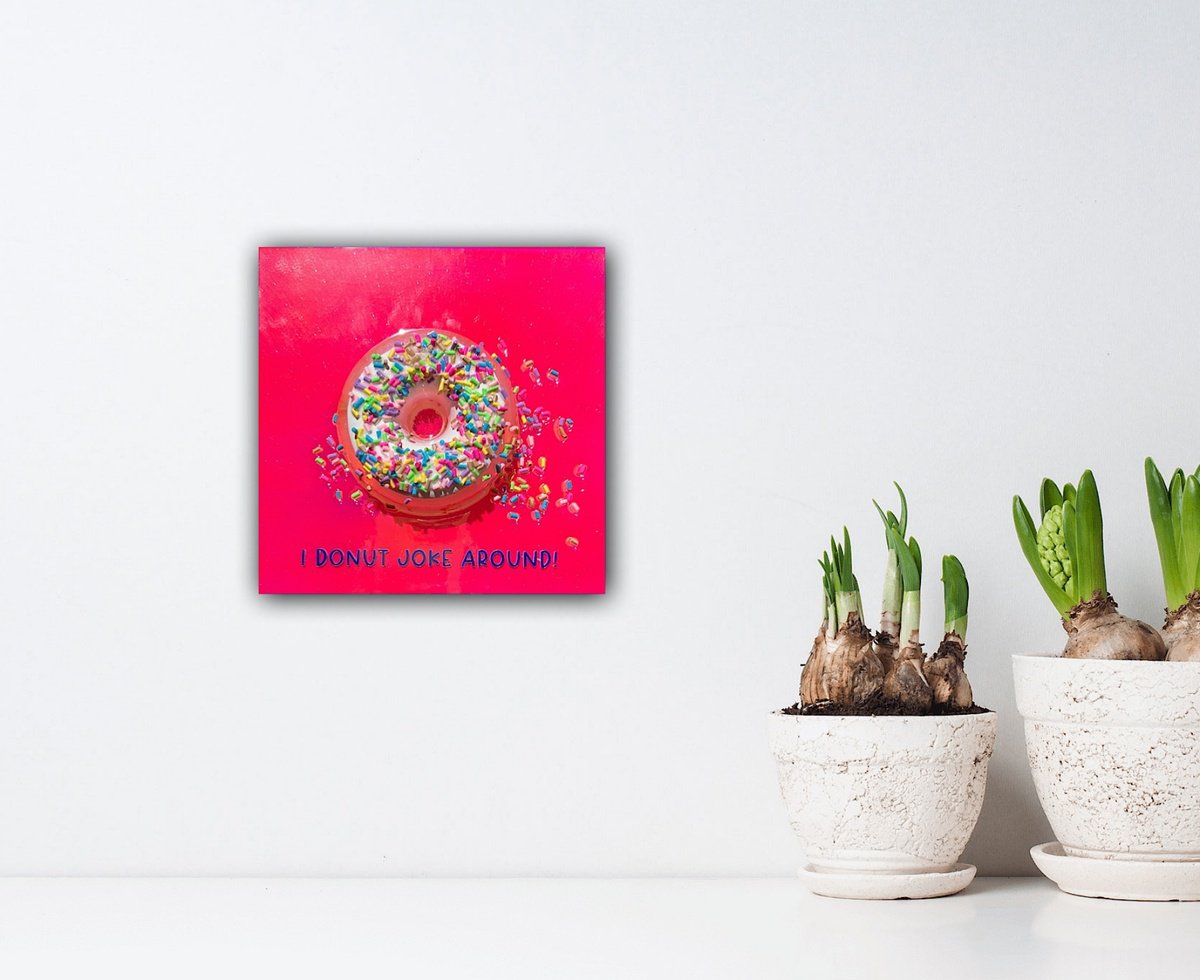 Urban And Pop Still Life Painting By Ana Hefco, 6 X 6, I Donut Joke Around, Original Artwork