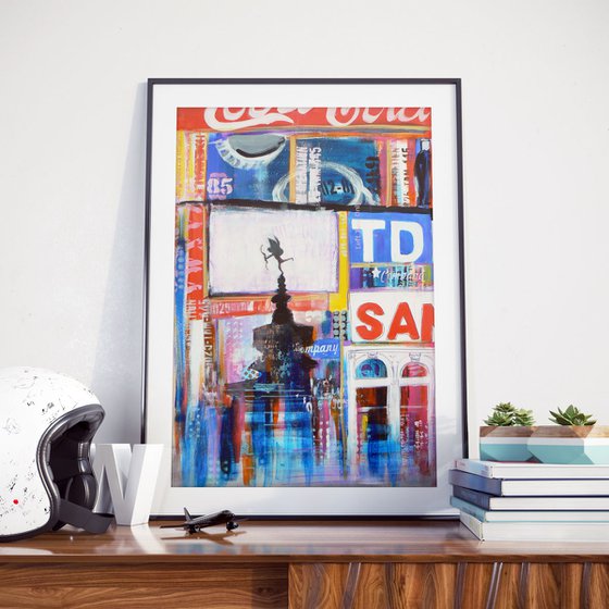 Study for Metropolis - Piccadilly Circus #2 (London, Eros, Piccadilly Circus, urban landscape semi abstract artwork)