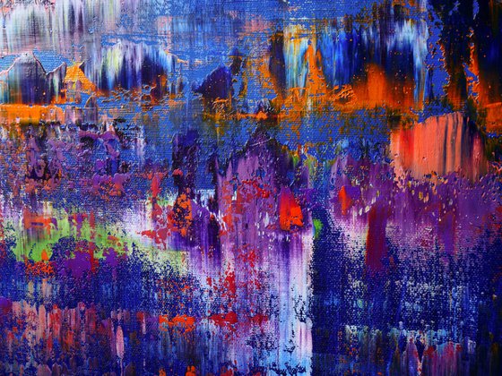 75x75 cm Purple Abstract Landscape Painting Original Canvas Art