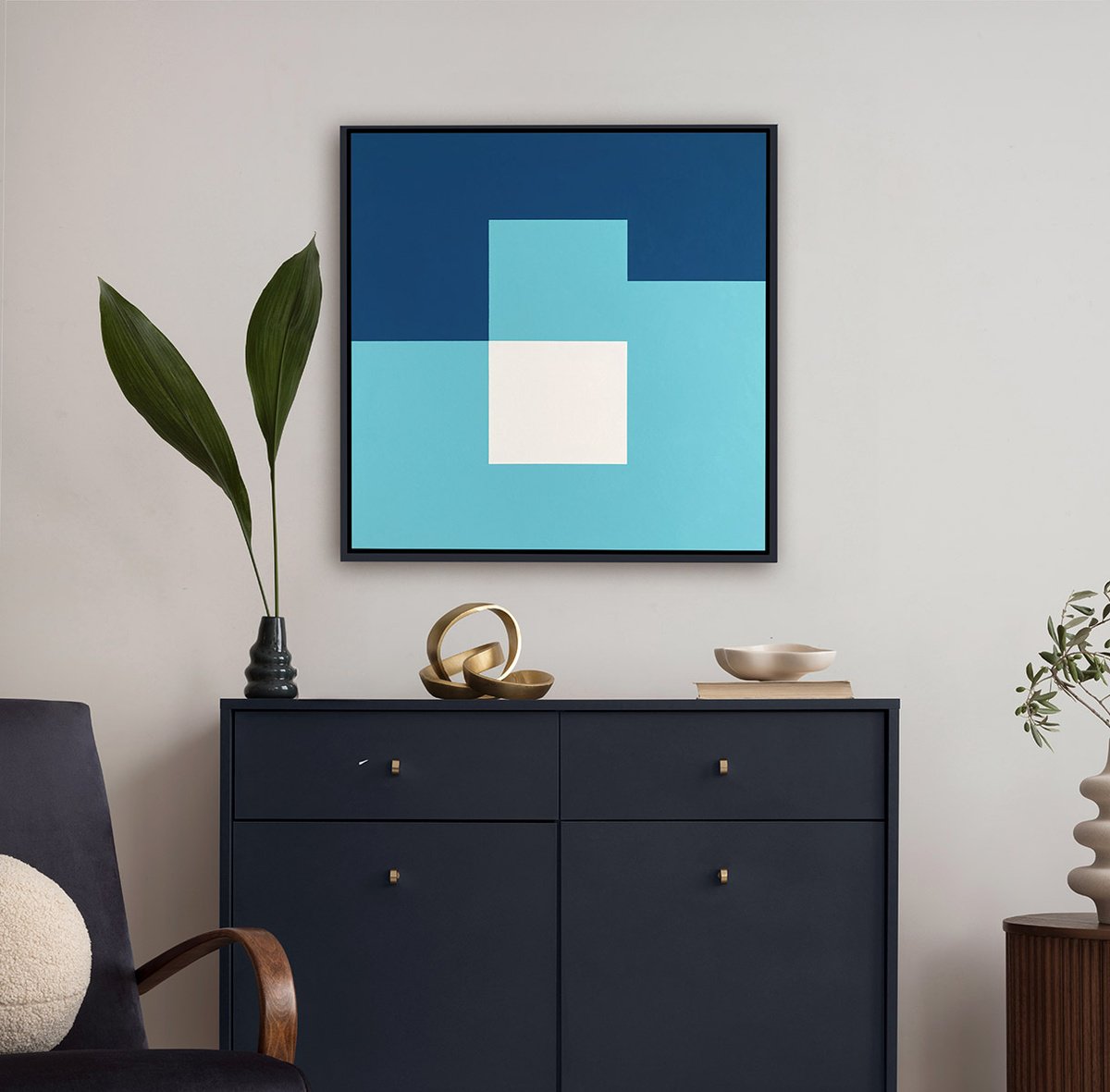 Geometric Abstract Acrylic Painting By Liam Roberts, 25 X 25", Clarity, Original Artwork