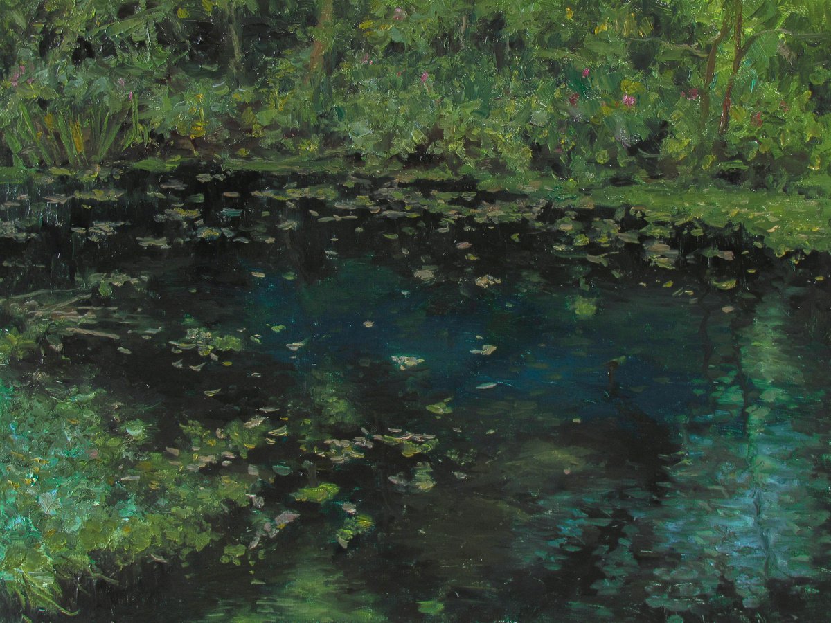 The Autumn Evening Backwater - original oil painting by Nikolay Dmitriev