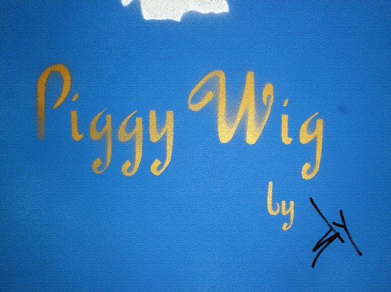 Piggy Wig (blue) with FREE poem! (On gorgeous watercolour paper).