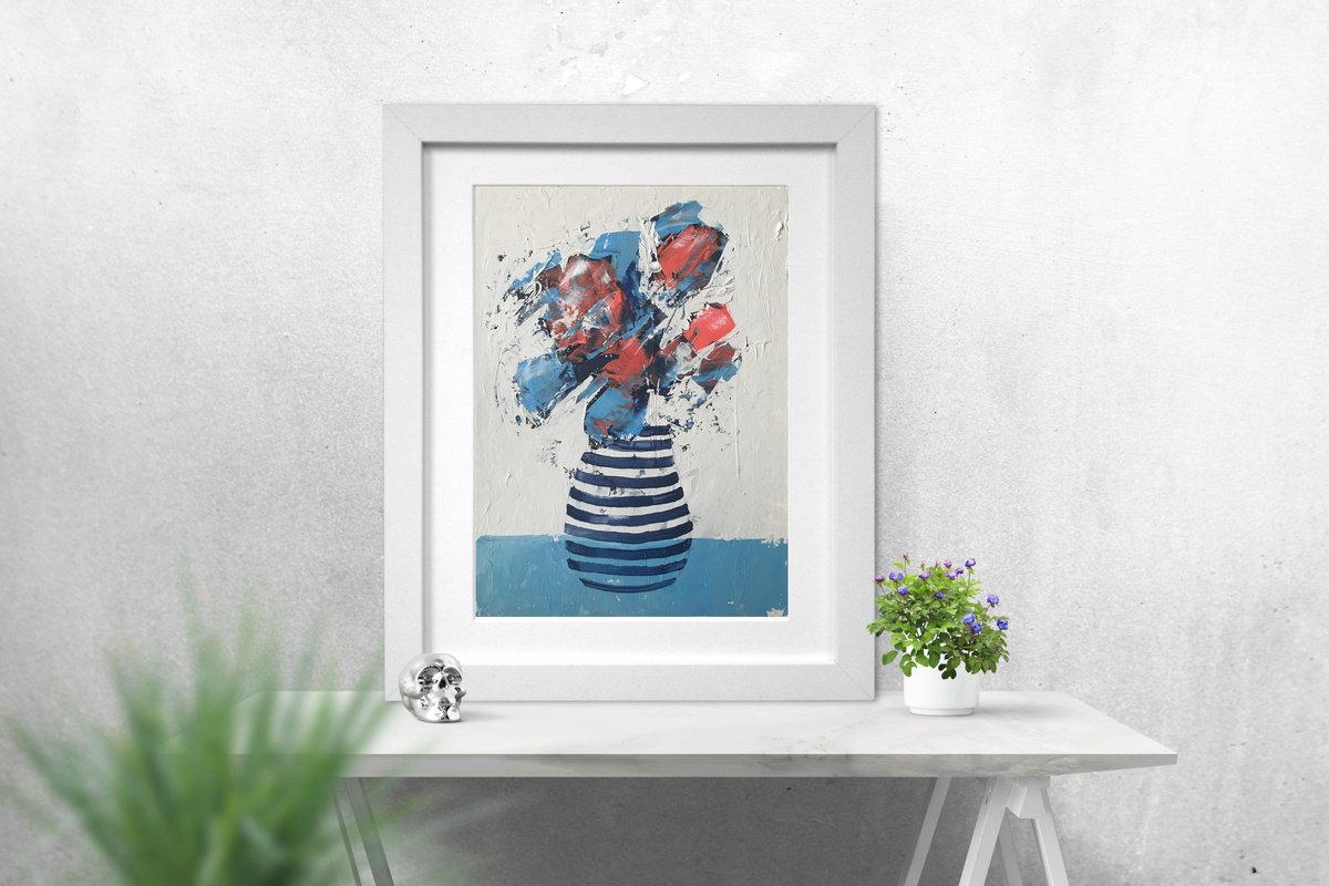 Flowers and Striped Vase #5 by Nick Molloy