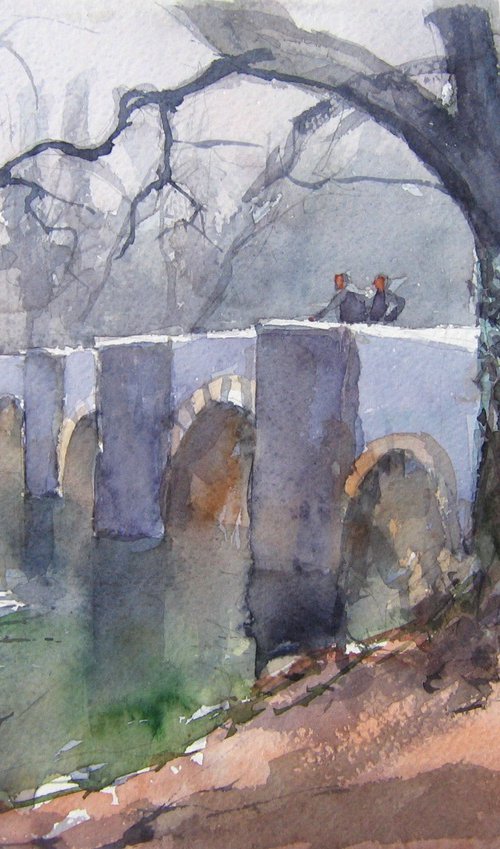 Respryn bridge -River Fowey by Goran Žigolić Watercolors
