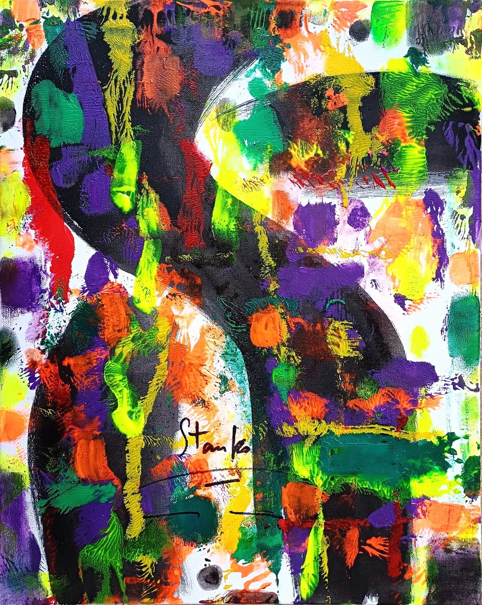 Abstract Acrylic Painting By Stanislav Bojankov, 16 X 20", Composition-Ii, Original Artwork