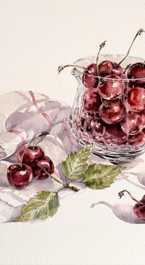 Ruby summer. Cherry still life by Natalia Butenko