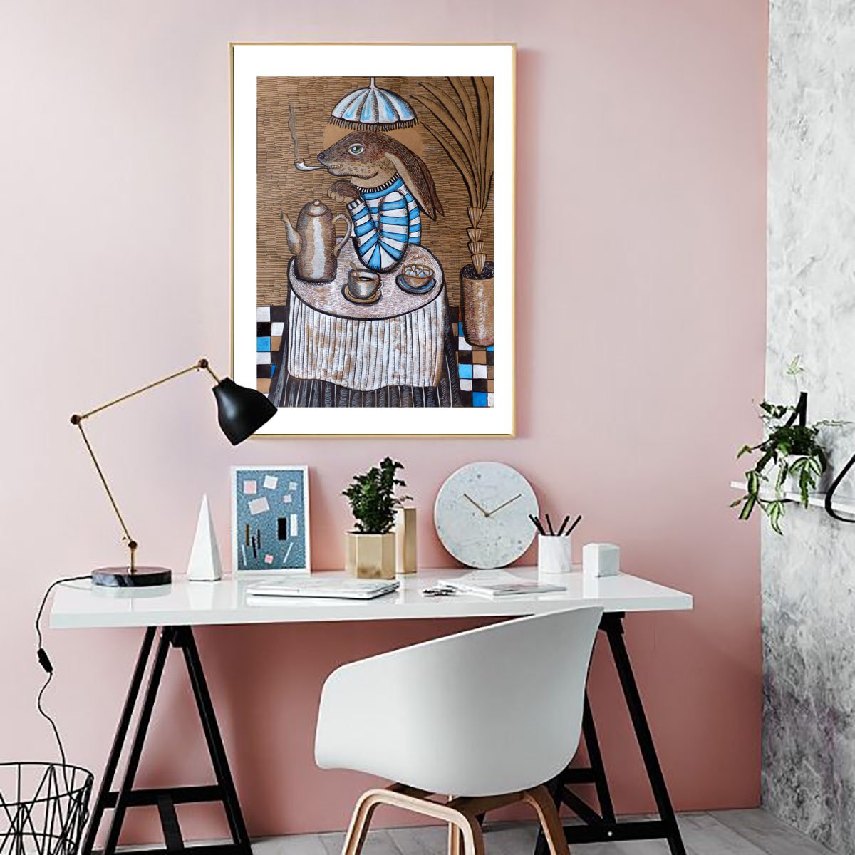 Animal Ink Drawing By Elizabeth Vlasova, 20 X 27, Dandy