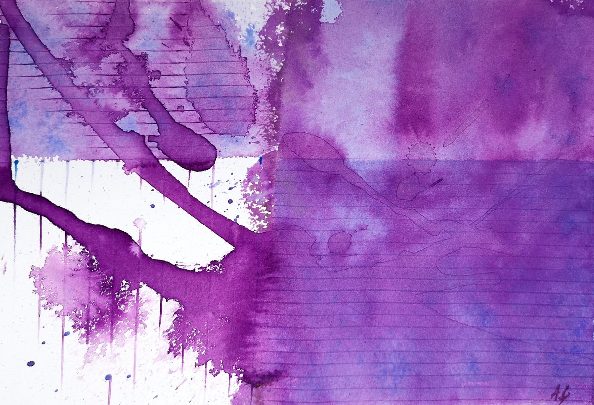 Abstract Watercolour By Aneta Gajos, 10 X 7, Stripes, Original Artwork