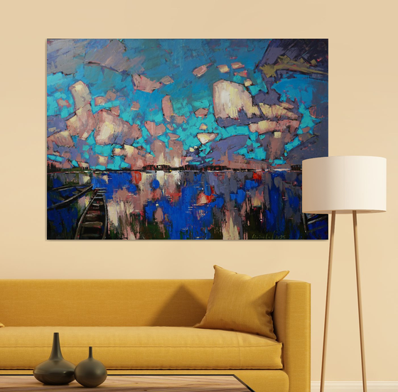 Mirror of water, boats in the clouds